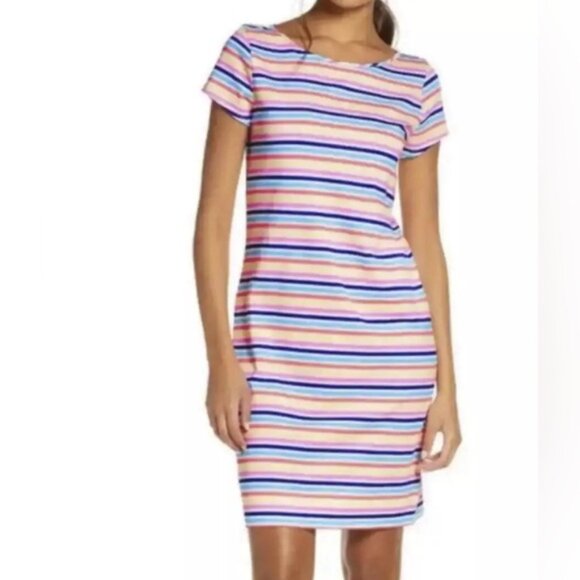 Lilly‎ Pulitzer 100% PIMA COTTON PERU MADE SS Marlowe Dress Island Stripe SMALL - Picture 1 of 13